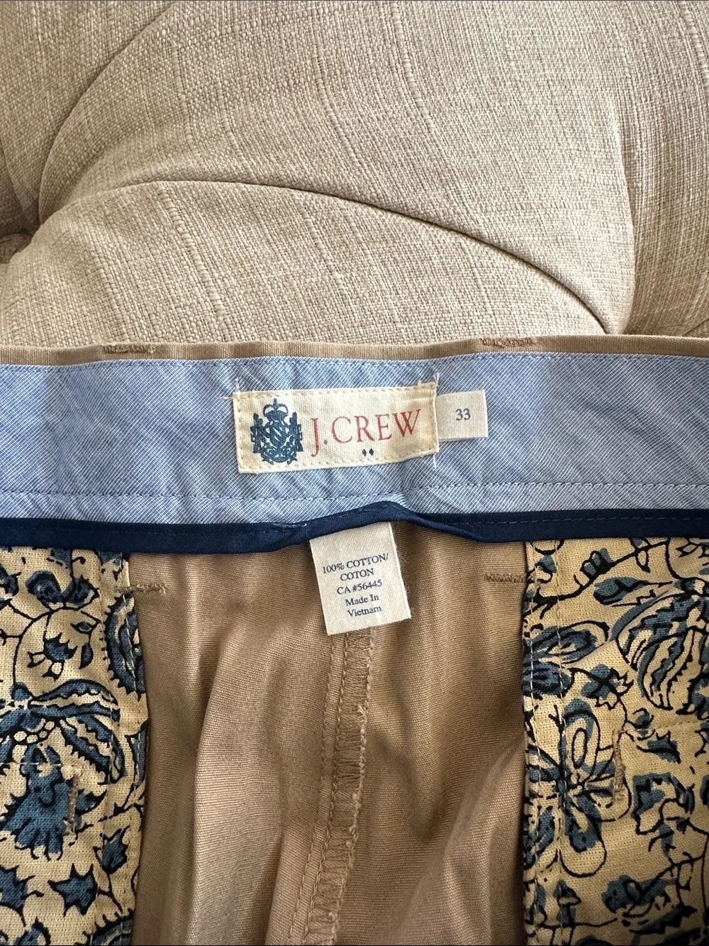 J. Crew Men's Khaki Flat-Front Chino Shorts